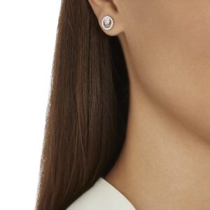 Creativity Circle Pierced Earrings, Small, White, Rhodium Plating