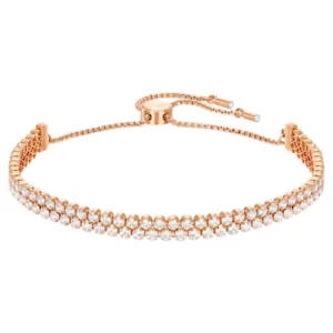 Matrix Tennis bracelet Round cut, White, Rose gold-tone plated