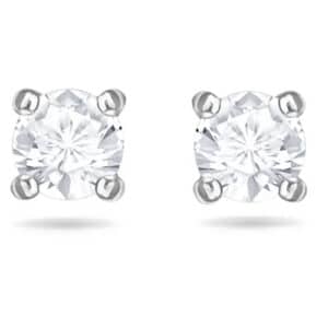 Stilla Attract stud earrings Round cut, White, Rhodium plated