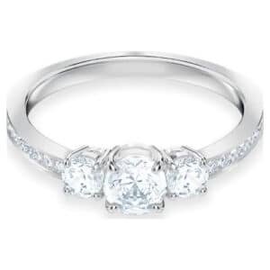 Stilla Attract ring Round cut, White, Silver-tone finish