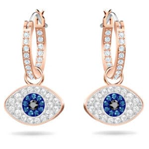 Symbolica hoop earrings Evil eye, Blue, Rose gold-tone plated