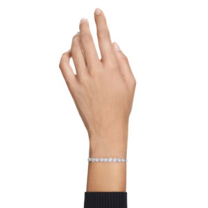 Una Angelic Tennis bracelet Round cut, Small, White, Rhodium plated