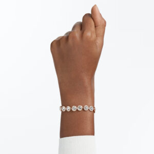 Una Angelic Tennis bracelet Round cut, Pavé, Medium, White, Rose gold-tone plated