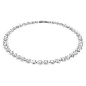 Una Angelic Tennis necklace Round cut, White, Rhodium plated