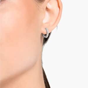 Vittore hoop earrings Round cut, White, Rhodium plated