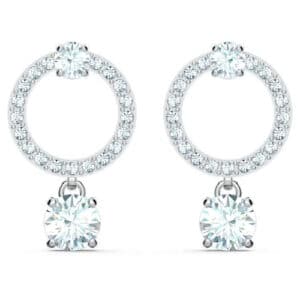 Constella hoop earrings Round cut, White, Rhodium plated