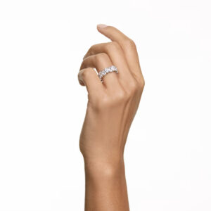 Matrix Vittore ring Drop cut, White, Rhodium plated
