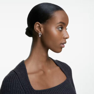 Constella hoop earrings Round cut, White, Rhodium plated