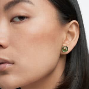 Numina stud earrings Green, Gold-tone plated