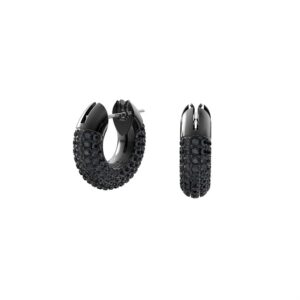 Dextera hoop earrings Pavé, Black, Ruthenium plated