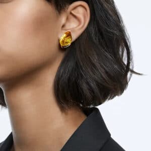 Lucent stud earring Single, Yellow, Gold-tone plated