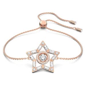 Stella bracelet Star, White, Rose-gold tone plated