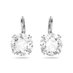 Millenia drop earrings Round cut, White, Rhodium plated