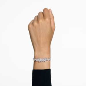 Lilia Bracelet, Butterfly, White, Rhodium plated