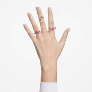 Lilia set(3) Ring, Butterfly, Pink, Rose-gold tone plated