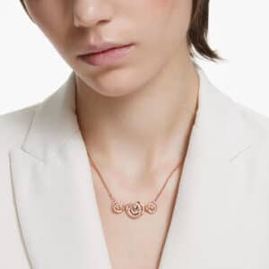 Generation necklace, White, Rose-gold tone plated