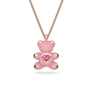 Teddy pendant Pink, Rose gold-tone plated