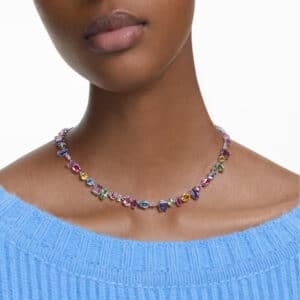 Gema necklace Multicolored, Rhodium plated
