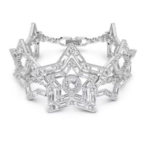 Stella bracelet Star, White, Rhodium plated