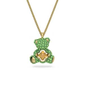 Teddy pendant Green, Gold-tone plated