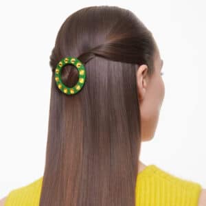 Hair clip Green, Gold-tone plated