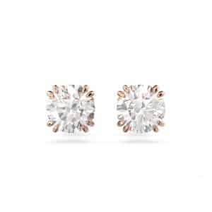 Constella stud earrings Round cut, White, Rose gold-tone plated