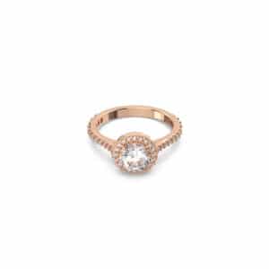 Una Angelic cocktail ring Round cut, Pavé, White, Rose gold-tone plated