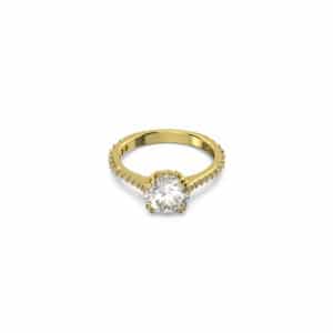 Stilla cocktail ring Round cut, Pavé, White, Gold-tone plated