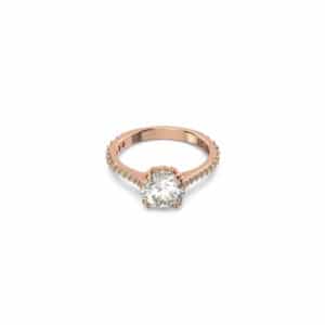 Stilla cocktail ring Round cut, Pavé, White, Rose gold-tone plated