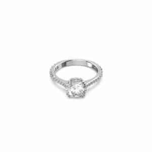 Stilla cocktail ring Round cut, Pavé, White, Rhodium plated