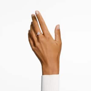 Una Angelic cocktail ring Round cut, Pavé, White, Rose gold-tone plated