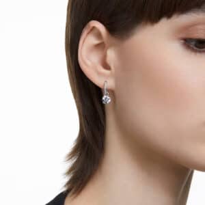 Constella drop earrings Round cut, White, Rhodium plated
