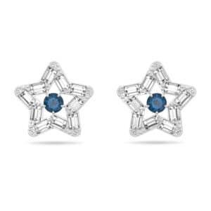 Stella stud earrings Star, Blue, Rhodium plated
