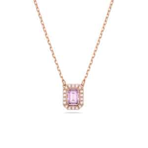 Millenia necklace Octagon cut, Purple, Rose gold-tone plated