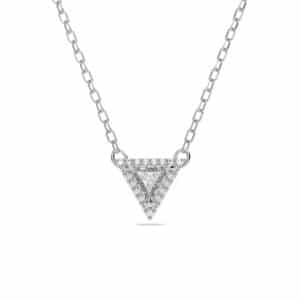 Ortyx necklace Triangle cut, White, Rhodium plated
