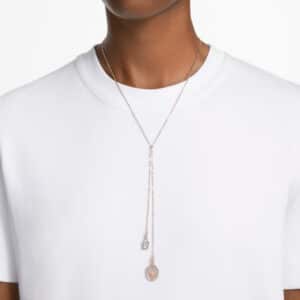 Signum Y necklace Swan, White, Rose gold-tone plated