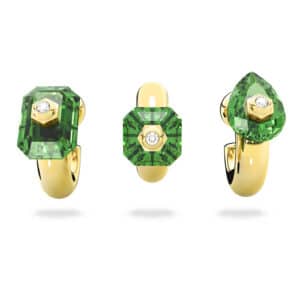 Numina hoop earrings Set (3), Green, Gold-tone plated