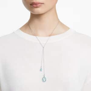 Signum Y necklace Swan, Blue, Rhodium plated