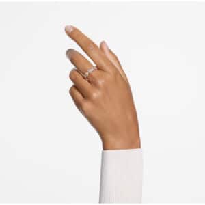 Una ring Round cut, Pavé, White, Rose gold-tone plated