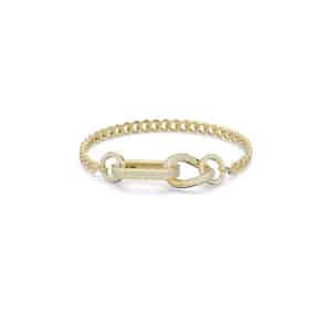 Dextera bracelet Pavé, Mixed links, White, Gold-tone plated