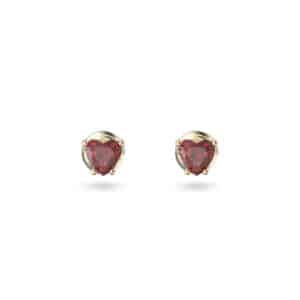 Stilla stud earrings Heart, Red, Gold-tone plated
