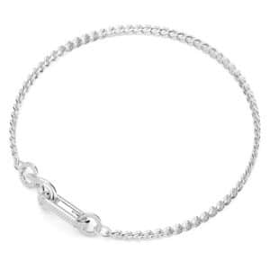 Dextera necklace Pavé, Mixed links, White, Rhodium plated