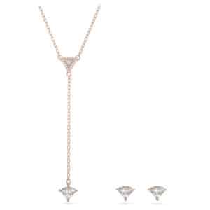Ortyx set Triangle cut, White, Rose gold-tone plated