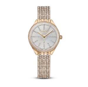 Attract watch Swiss Made, Full pavé, Metal bracelet, Rose gold tone, Rose gold-tone finish