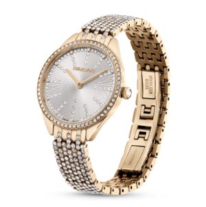 Attract watch Swiss Made, Full pavé, Metal bracelet, Rose gold tone, Rose gold-tone finish