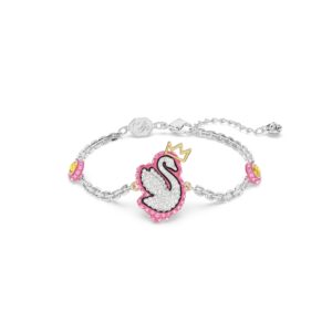 Pop Swan bracelet Swan, Pink, Rhodium plated