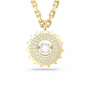 Rota pendant Mixed round cuts, White, Gold-tone plated