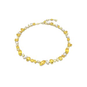 Gema necklace Mixed cuts, Yellow, Gold-tone plated