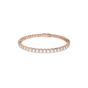 Matrix Tennis bracelet, Round cut, White, Rose-gold tone plated