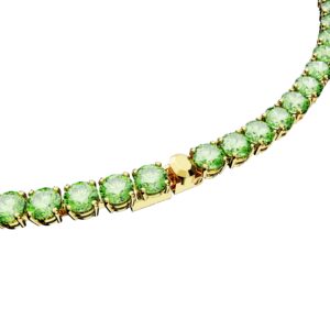 Matrix Tennis, necklace, Round cut, Green, Gold-tone plated